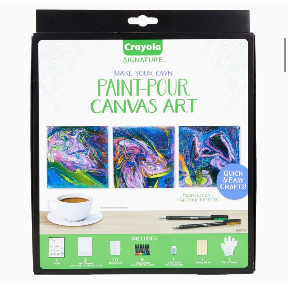 NEW Crayola Paint-Pour Canvas Art Set